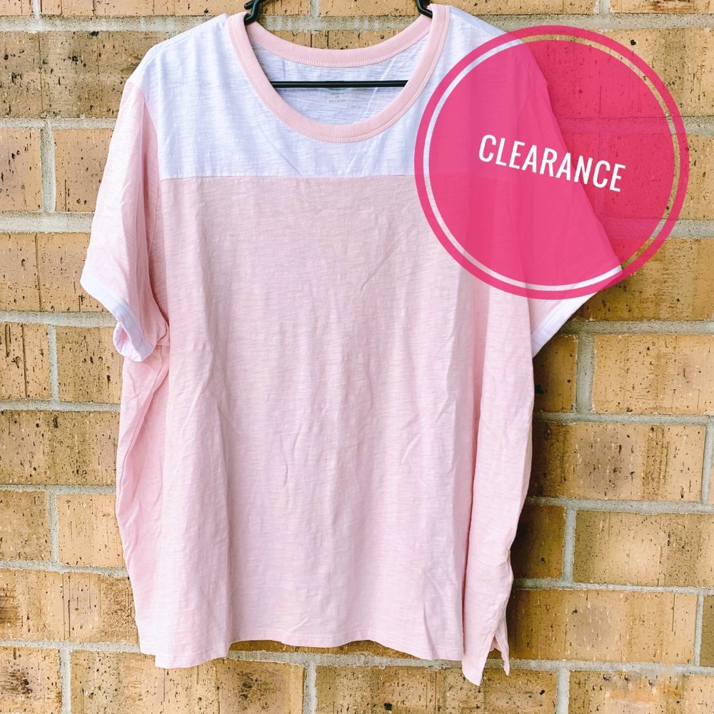 Old Navy Pale Pink & White Boxy Boyfriend T-Shirt